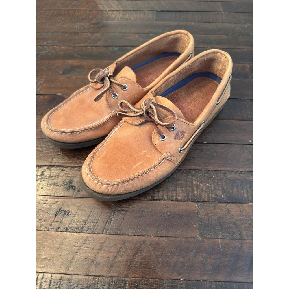 Sperry Top-Sider Mens 9 M Tan Leather Boat Shoes Authentic Original 0197640